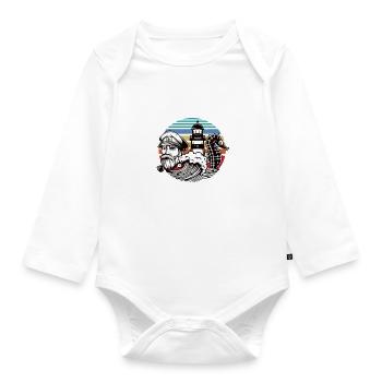Never Underestimate Captain born in 1956 - Baby Bio-Langarm-Body - Weiß - Vorne