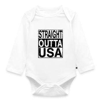 USA Straight outta USA - Organic Longsleeve Baby Bodysuit - white - Front