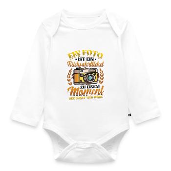 Foto Rückfahrticket Vergangenheit Fotograf. - Baby Bio-Langarm-Body - Weiß - Vorne