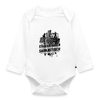 Ich bin Staplerfahrer wenn ich sarkastisch werde - Baby Bio-Langarm-Body - Weiß - Vorne