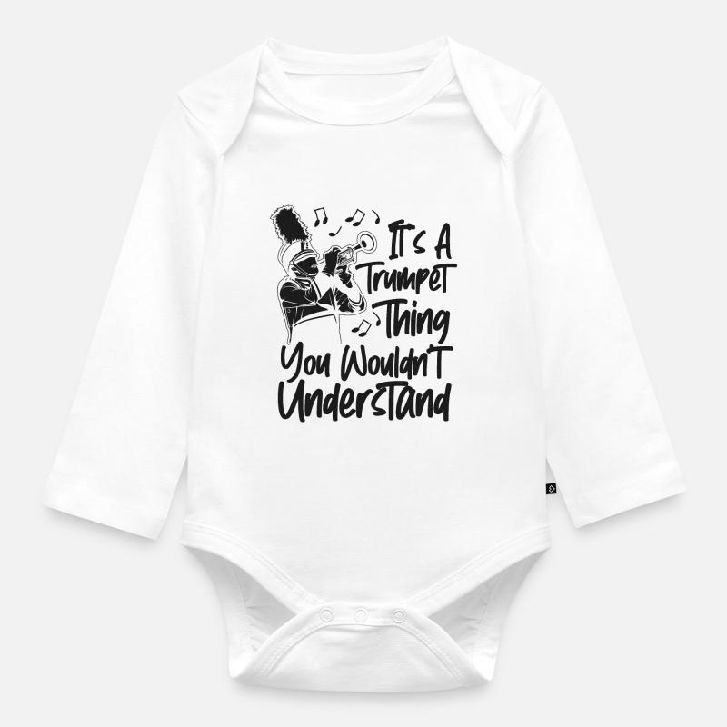 Trompettiste C’est une trompette - Body Bébé bio manches longues - blanc
