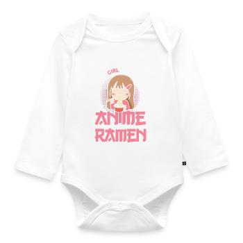 Just A Girl Who Loves Anime And Ramen - Baby Bio-Langarm-Body - Weiß - Vorne