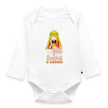 Just A Girl Who Loves Anime and Ramen - Baby Bio-Langarm-Body - Weiß - Vorne