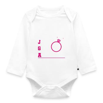 Poltern JGA Frauen Braut Junggesellenabschied - Baby Bio-Langarm-Body - Weiß - Vorne