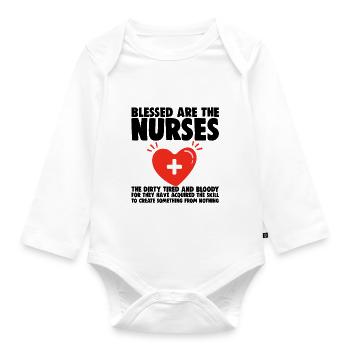 Blessed Are The Nurses - Organic Longsleeve Baby Bodysuit - white - Front