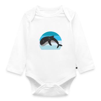 Nordsee Urlaub 2023 Ich liebe das Meer Wale Delfin - Baby Bio-Langarm-Body - Weiß - Vorne