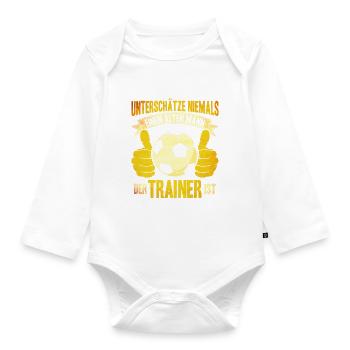 Unterschätze Niemals einen alten Mann der Trainer - Baby Bio-Langarm-Body - Weiß - Vorne