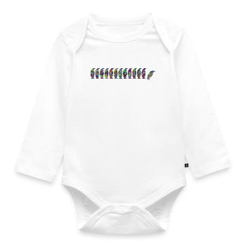 Penguins with Gekko - Organic Longsleeve Baby Bodysuit - white - Front