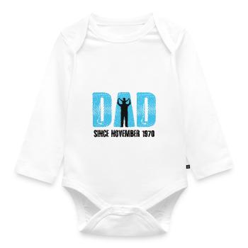 Proud Dad Since November 1970 - Organic Longsleeve Baby Bodysuit - white - Front