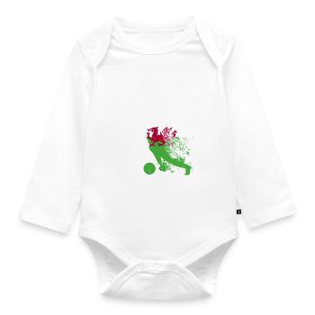 Nationalmannschaft Wales Fußball Weltmeister - Baby Bio-Langarm-Body - Weiß - Vorne