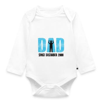 Proud Dad Since December 2008 - Organic Longsleeve Baby Bodysuit - white - Front