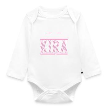 Kira Geschenkidee Geschenk Geburtstag - Baby Bio-Langarm-Body - Weiß - Vorne