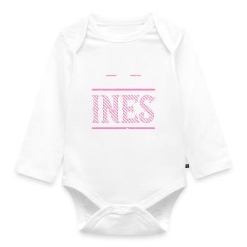 Ines Geschenkidee Geschenk Geburtstag - Baby Bio-Langarm-Body - Weiß - Vorne