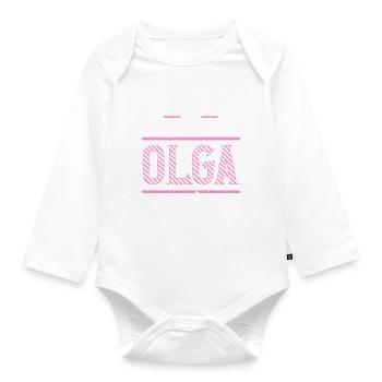 Olga Geschenkidee Geschenk Geburtstag - Baby Bio-Langarm-Body - Weiß - Vorne