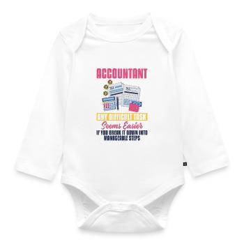 Buchhalter - Jede schwierige Aufgabe - Baby Bio-Langarm-Body - Weiß - Vorne