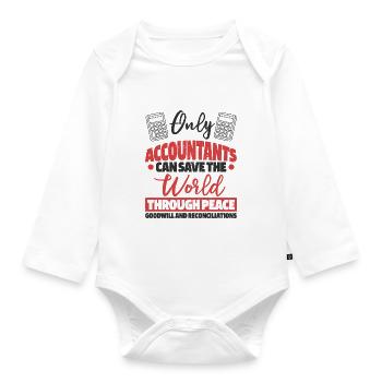 Nur Buchhalter können die Welt retten - Baby Bio-Langarm-Body - Weiß - Vorne