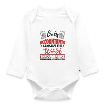 Nur Buchhalter können die Welt retten - Baby Bio-Langarm-Body - Weiß - Vorne
