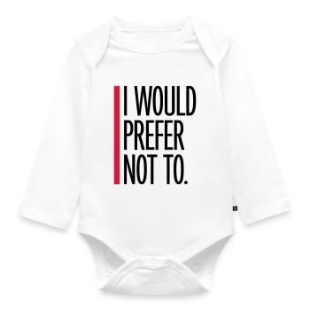 I prefer not to - Organic Longsleeve Baby Bodysuit - white - Front