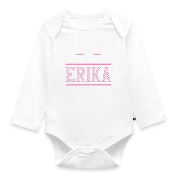 Erika Geschenkidee Geschenk Geburtstag - Baby Bio-Langarm-Body - Weiß - Vorne
