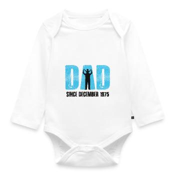 Proud Dad Since December 1975 - Organic Longsleeve Baby Bodysuit - white - Front