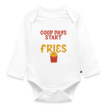 French Fries Lover Fast Food Gifts - Organic Longsleeve Baby Bodysuit - white - Front