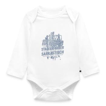 Ich bin Staplerfahrer wenn ich sarkastisch werde - Baby Bio-Langarm-Body - Weiß - Vorne