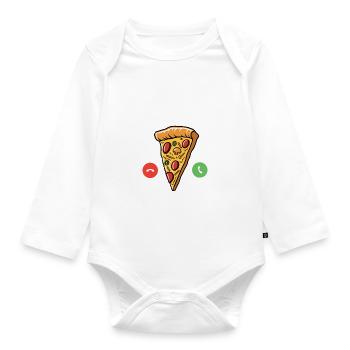 Snack Pizzalove Pizza Lover Geschenk - Baby Bio-Langarm-Body - Weiß - Vorne