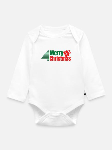 Merry Christmas - Body Bébé bio manches longues - blanc