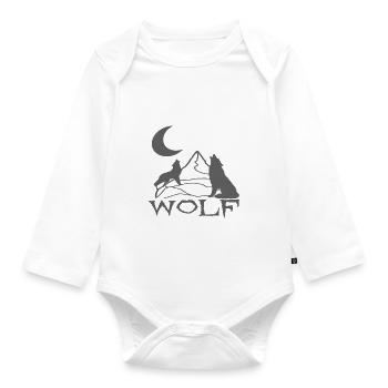 Wolves - Organic Longsleeve Baby Bodysuit - white - Front