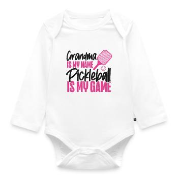 Pickleball Grandma Grandma Is My - Baby Bio-Langarm-Body - Weiß - Vorne