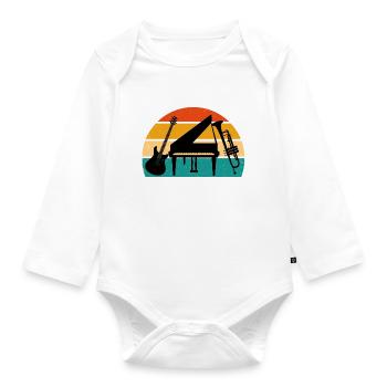Piano Vintage Retro Sunset - Body Bébé bio manches longues - blanc - Devant