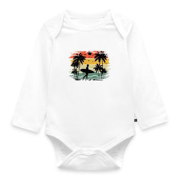 surf retro sunset - Body Bébé bio manches longues - blanc - Devant