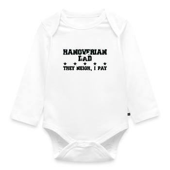 Pferdedad - Hanoverian - Organic Longsleeve Baby Bodysuit - white - Front