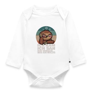 Paresseux je suis venu j’ai vu j’ai oublié ce que je voulais - Body Bébé bio manches longues - blanc - Devant