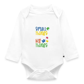 Learning small Things lead To Big Things - Organic Longsleeve Baby Bodysuit - white - Front
