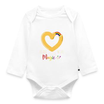 Herz Donut - Heart filled with magic - Baby Bio-Langarm-Body - Weiß - Vorne