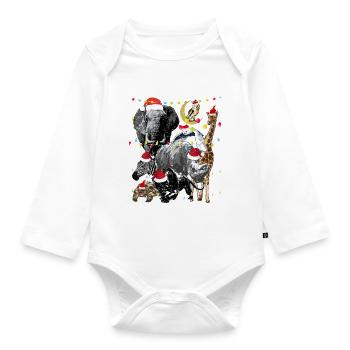 Jungle Animals - Christmas Theme - Organic Longsleeve Baby Bodysuit - white - Front