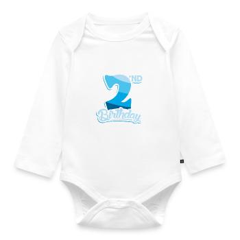 2nd Birthday Kids Toodler Second Birthday - Organic Longsleeve Baby Bodysuit - white - Front