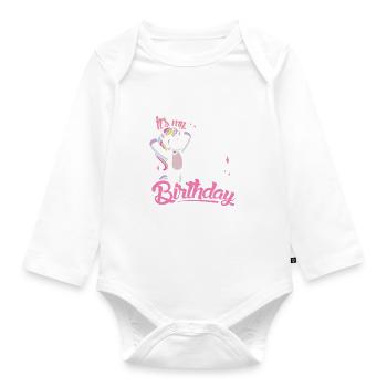 5th Birthday Kids Unicorn Toodler Five - Organic Longsleeve Baby Bodysuit - white - Front