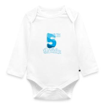 5th Birthday Kids Toodler Five Birthday - Organic Longsleeve Baby Bodysuit - white - Front
