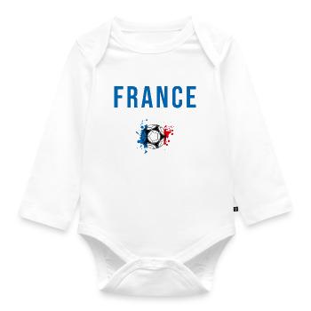 France supporters équipe footbalL 2022 - Body Bébé bio manches longues - blanc - Devant