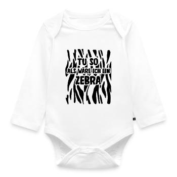 Zebra Kostüm Zebrastreifen Verkleidung - Baby Bio-Langarm-Body - Weiß - Vorne