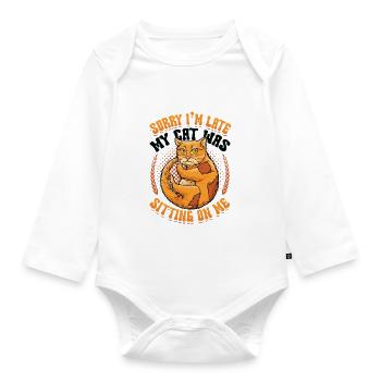 Sorry I'm late - Organic Longsleeve Baby Bodysuit - white - Front