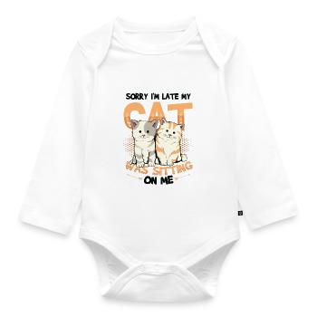 Sorry I'm late - Organic Longsleeve Baby Bodysuit - white - Front
