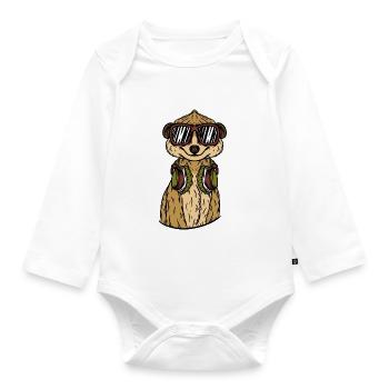 Erdmännchen Sonnenbrille - Baby Bio-Langarm-Body - Weiß - Vorne