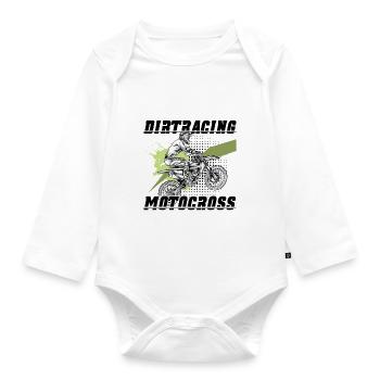 Dirtbike Motocross - Baby Bio-Langarm-Body - Weiß - Vorne