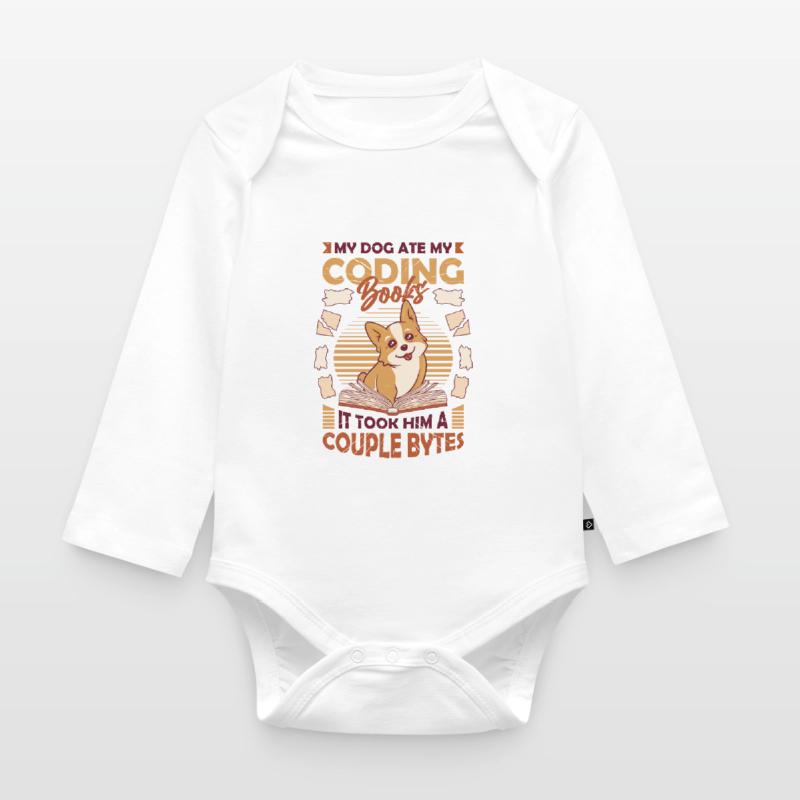 Dog Bytes Code Computer Joke Programmation Body Bébé bio manches longues