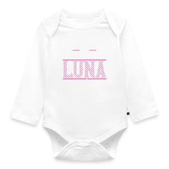 Luna Geschenkidee Geschenk Geburtstag - Baby Bio-Langarm-Body - Weiß - Vorne