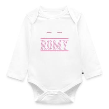 Romy Geschenkidee Geschenk Geburtstag - Baby Bio-Langarm-Body - Weiß - Vorne