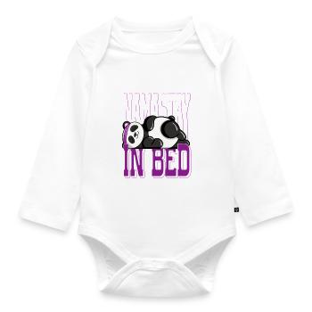 Sleeping Namaste in Bed Panda Relaxing Artwork - Baby Bio-Langarm-Body - Weiß - Vorne